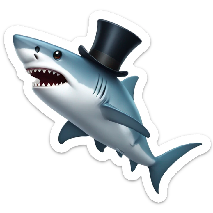 Shark with a top hat sticker