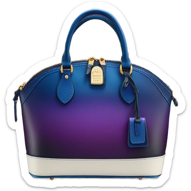 Realistic dark blue to dark purple ombre dooney and bourke domed satchel purse.  sticker