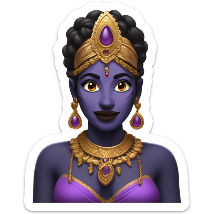 kali, Indian goddess, tongue out purple , black skin sticker