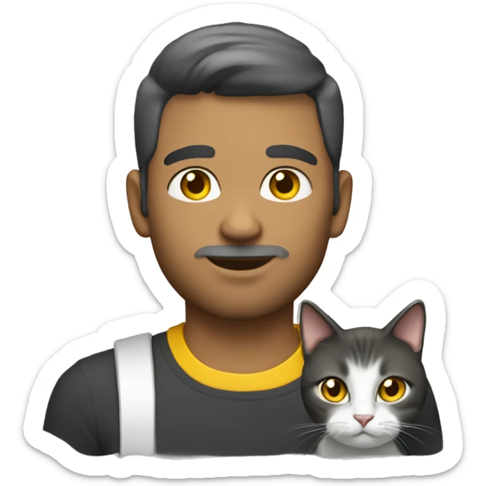 Family emoji: men with brow eyes hair and beard women with blue eyes and brow hair is a black and white cat with yellow eyes and is a car with red gray and white color and yellow eyes sticker