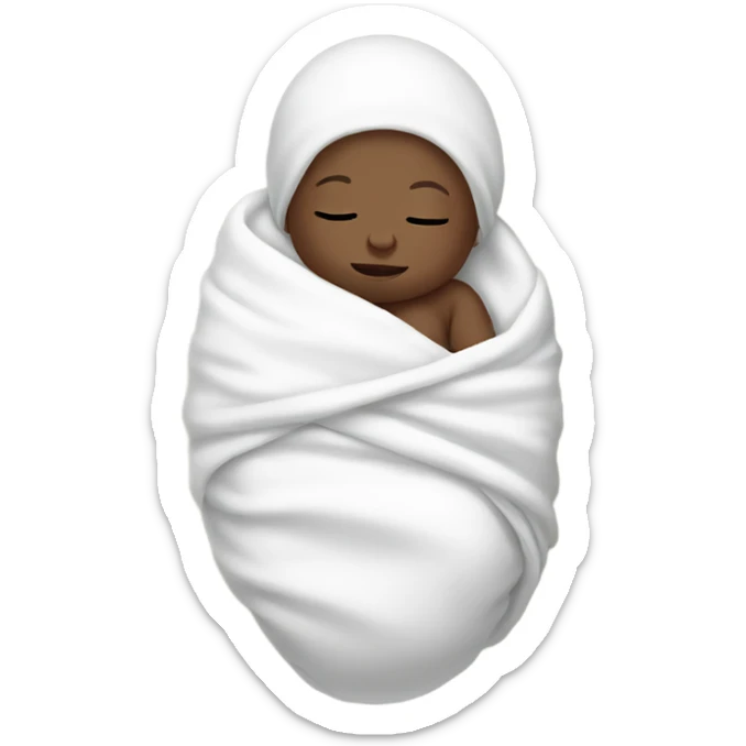 Sleeping light black baby with white swaddle sticker