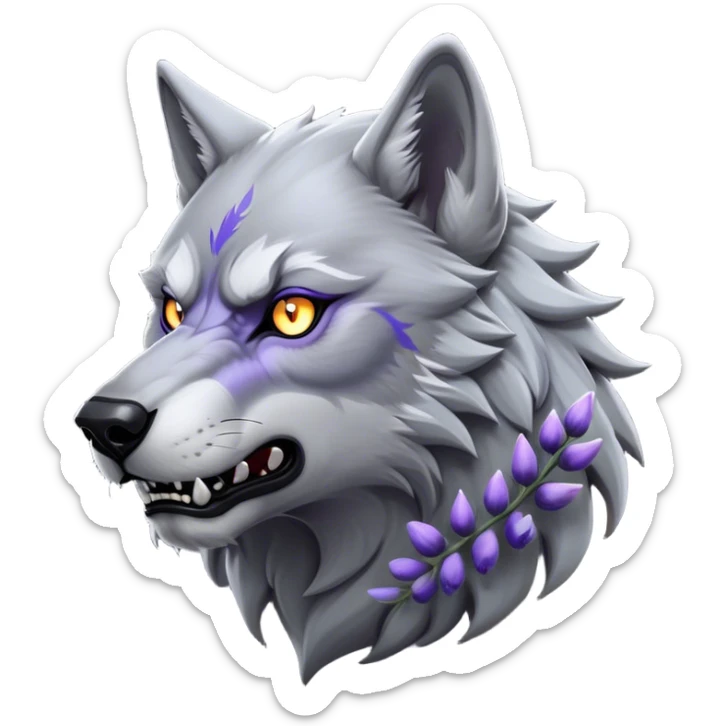 Cinematic Noble Werewolf Portrait Emoji, Formidable and majestic, with a powerful lupine silhouette in moonlit grays and silvers, featuring piercing, wise eyes and a dignified snarl that hints at untamed strength, simplified yet intricately detailed, glowing with a soft, lunar outline that encapsulates the noble duality of feral instinct and loyal guardianship! sticker