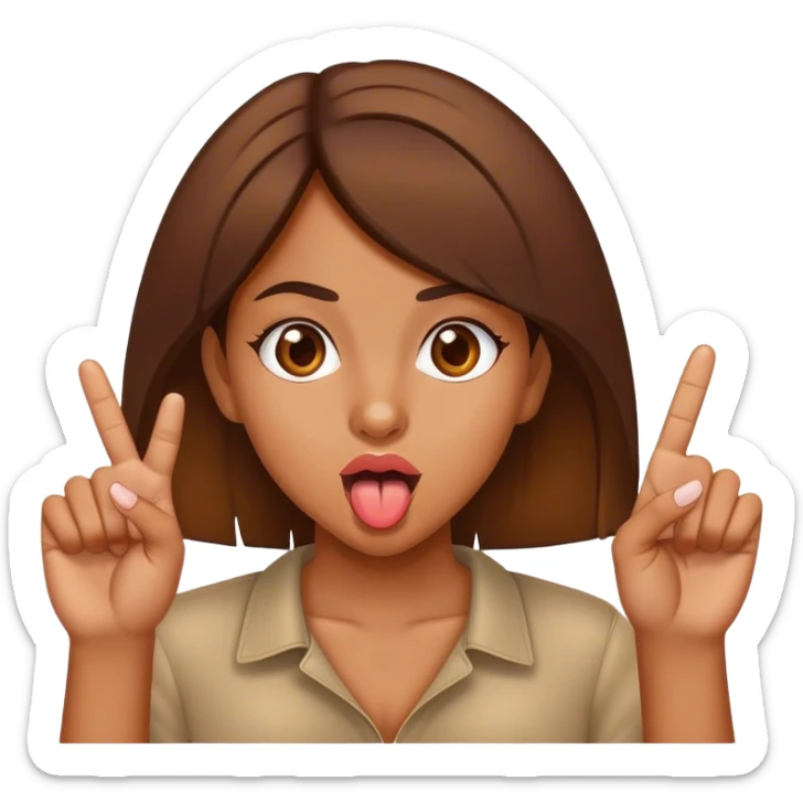 brown Girl sticking tongue out with middle fingers  sticker