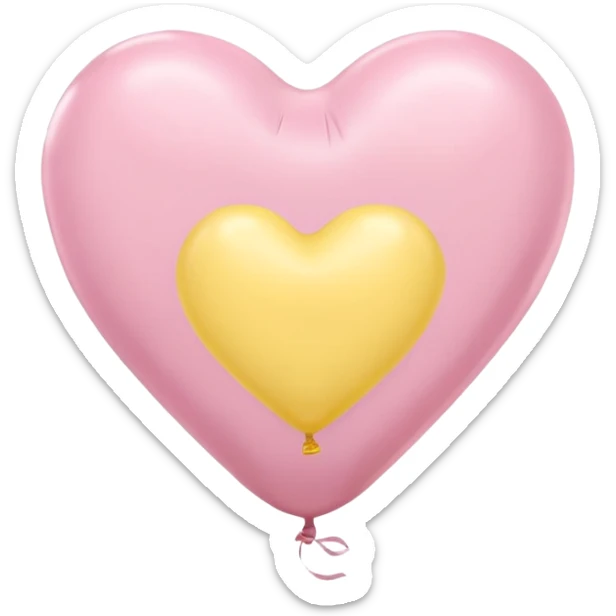 The heart is a balloon in soft pink, beige and yellow pastel light sticker
