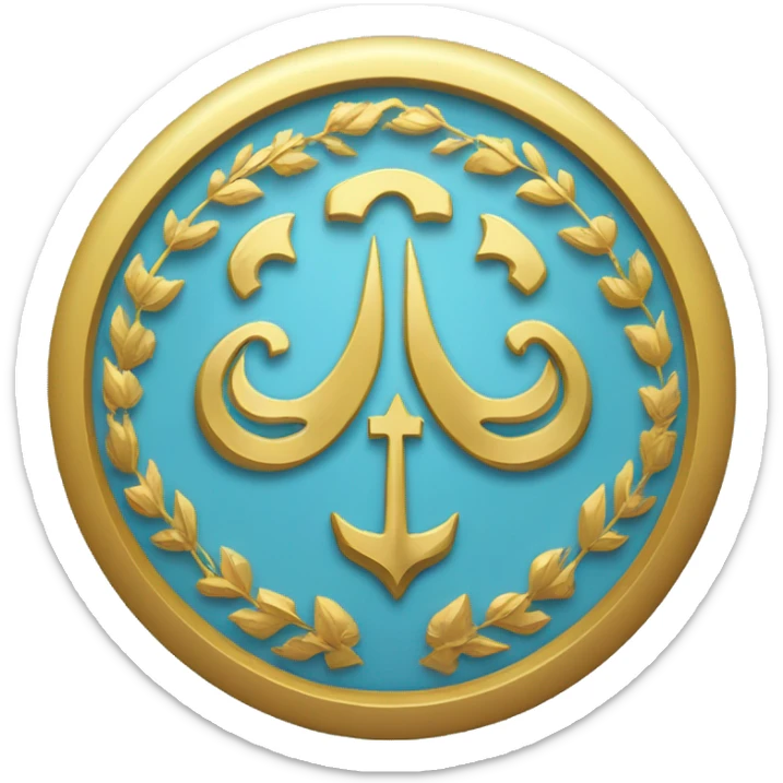 light blue field with a golden tamğa (a Tatar national emblem) in the upper-left corner. The tamğa is shaped like a trident and is known as the “Tarak Tamğa,” a historical symbol of the Crimean Tatar people sticker