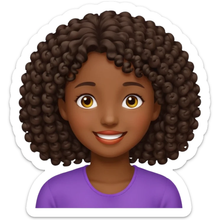 Uma menina de cabelo cacheados morena com os olhos meios puxados fazendo várias coisas sticker
