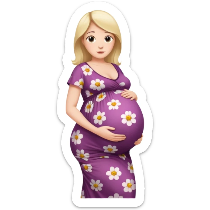 heavily pregnant woman with extremely abnormally huge overdue belly sticker