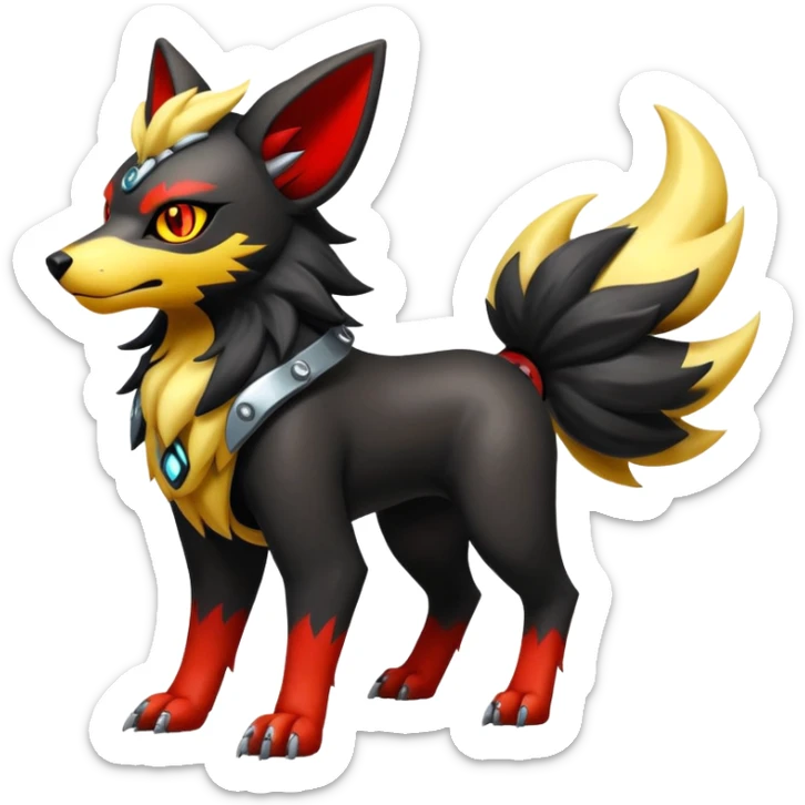 Shiny Gothic Punk’ish Exotic Futuristic Houndoom-Arcanine-Zorua-Torracat-Pokémon-Fakémon-hybrid-creature sticker