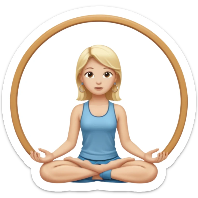 blonde white girl baddie emoji meditating, apple style, with hoop earrings sticker