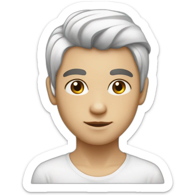 Garçon couleur de peau blanc cheveux noirs court lisse yeux bruns foncés sticker