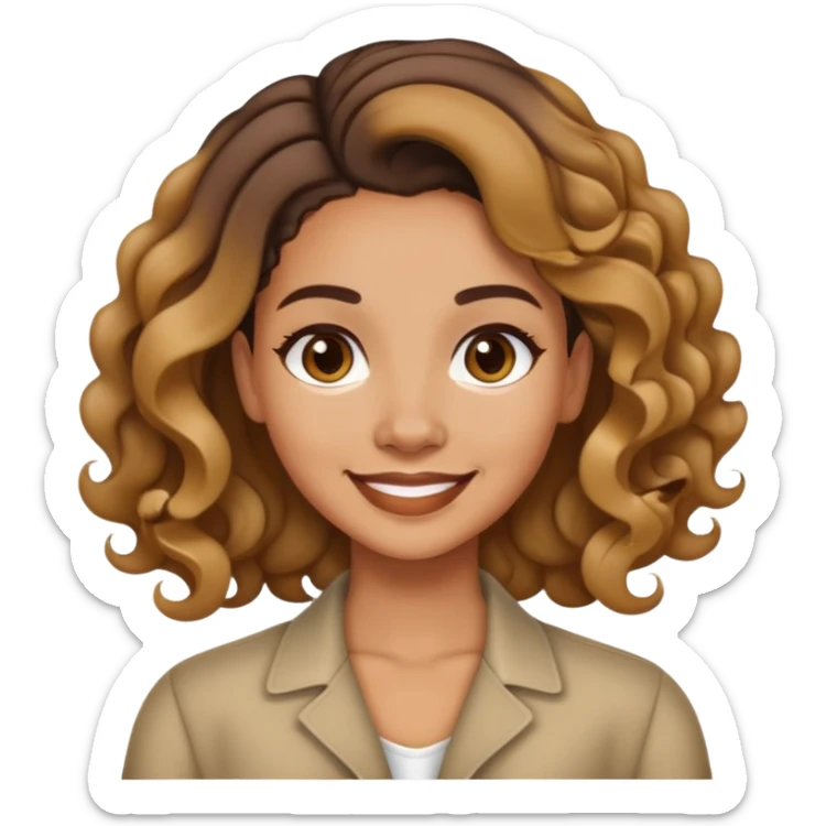 Lightskin hairstylist with middle part hair curled nice smile  sticker