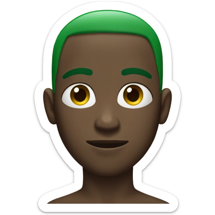 black guy with no shirt with his palm on his face and short green hair sticker