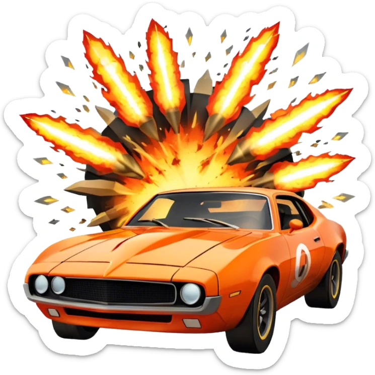 Photorealistic Icon for Action Movies: Dynamic collage of iconic action movie scenes featuring explosions, fast cars, combat, and weapons. Include silhouettes of famous action heroes, dramatic lighting, and a sense of high-octane energy. Transparent background. sticker