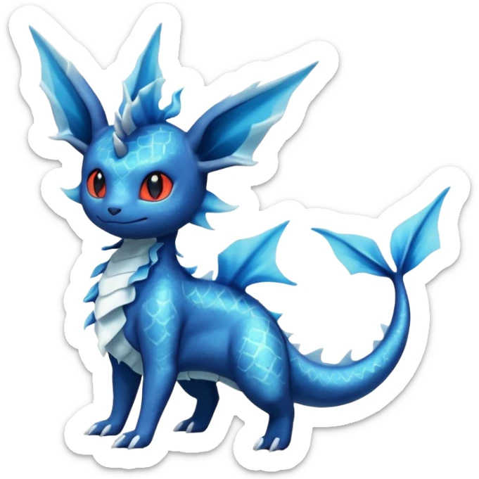 Salandit-Vaporeon-Flareon-Fakémon-hybrid-creature (full body)  sticker