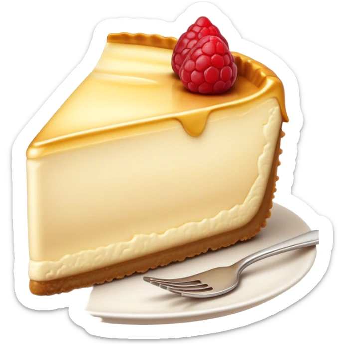 Cinematic Realistic Sernik Dessert Emoji, showcasing a rich, creamy cheesecake with a golden crust rendered with delicate textures and inviting, soft lighting. sticker