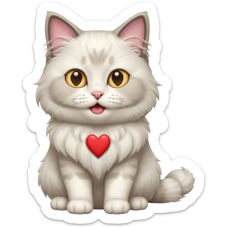 Full body ragdoll Cat with love heart eyes and mouth open sticker