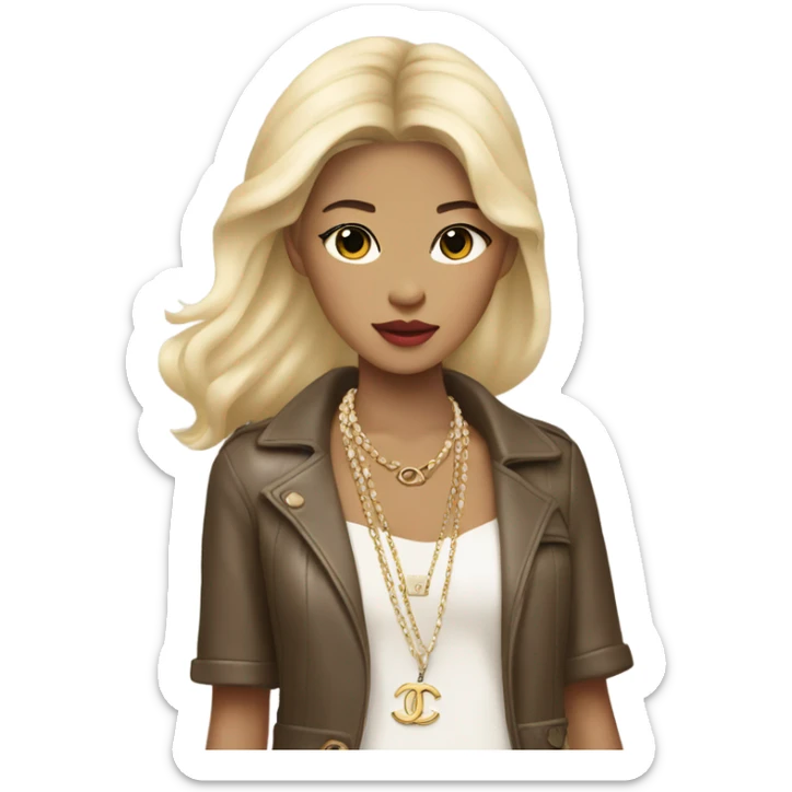 Blonde Chanel Asian Girl with Birkin bag and Chanel necklace sticker