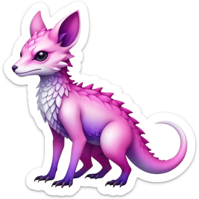  Cool Edgy Purple-pink-white-gradient ethereal badass Fionbri-Vernid-Trico-animal-creature full body sticker