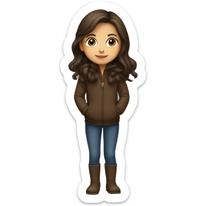 winter, christmas, hispanic, long brown hair, girl, brown eyes, child, full body sticker