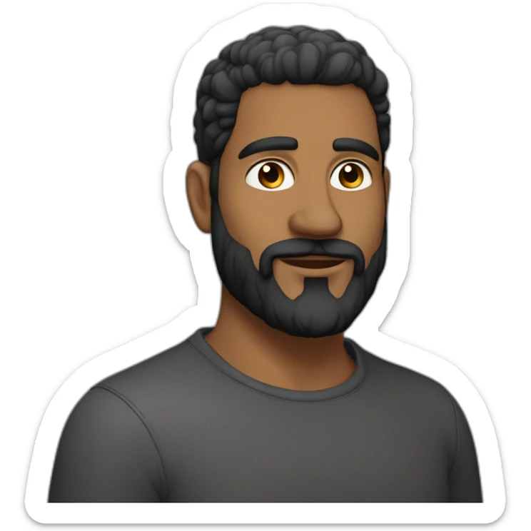 hombre de 45 años cabello negro corto canas barba ojos negros sticker