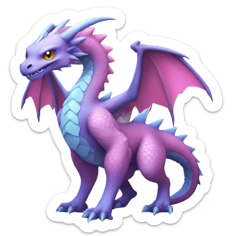 Kawaii Edgy Bright Ethereal Fururistic Fantasy Dragon Pokémon Fakemon full body sticker