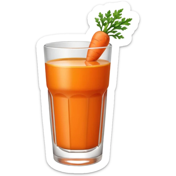 plain glass of carrot juice, orange color, no carrot, no greens, no garnish, simple, clear sticker