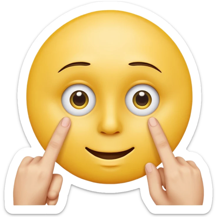 yellow cercle face, cercle eyes, cercle mouth, holding up two fingers sticker