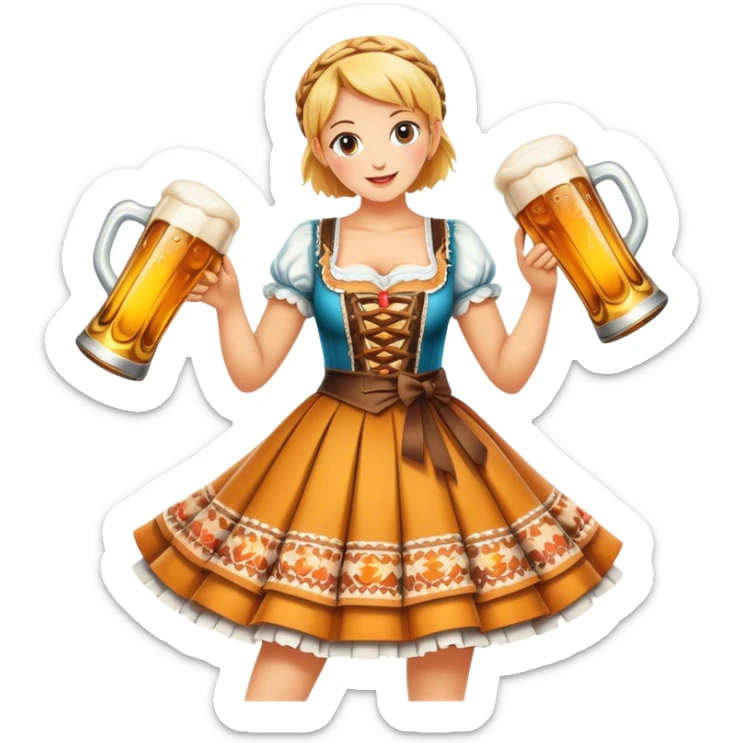 Cinematic Realistic Oktoberfest Pop Culture Emoji, depicting a vibrant celebration with beer, music, and traditional costumes rendered with dynamic textures and festive lighting. sticker