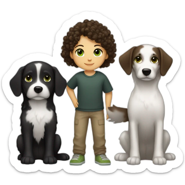 girl-with-brown-eyes-and-brown-hair-and-a-boy-with-short-black-hair-and-green-eyes-and-hugs-1-curly-black-and-white-dog sticker