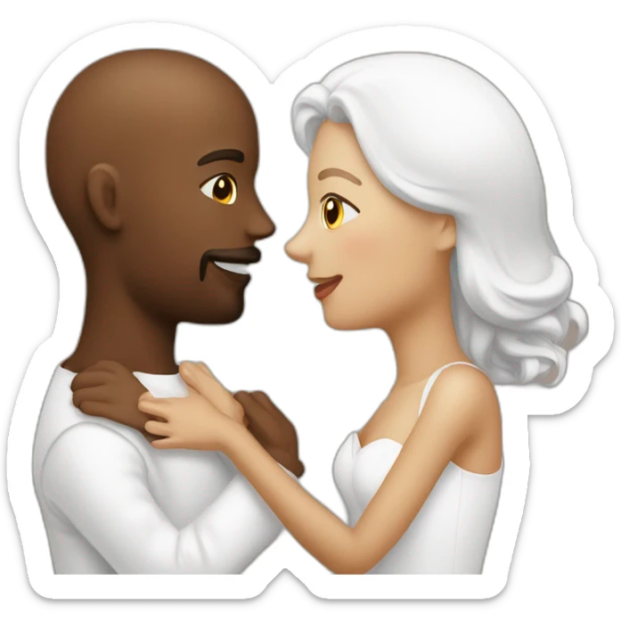 Couple bisous homme et femme blanc brun sticker