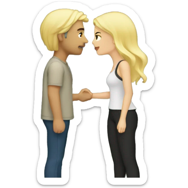 romantic outdoor couple kiss,, he has Black Hair, she has blonde Hair sticker