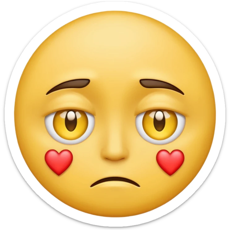 A yellow circular frowning Face with a heart above one eye and a tear under the other sticker
