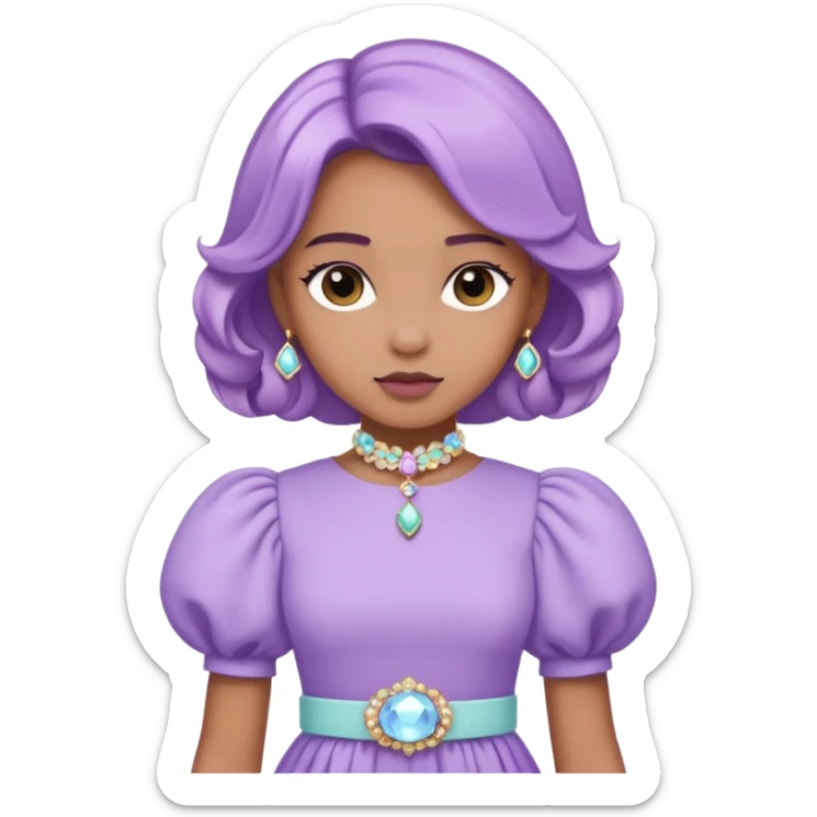 A pastel purple dress with puffed sleeves and gemstone belt.




























 sticker