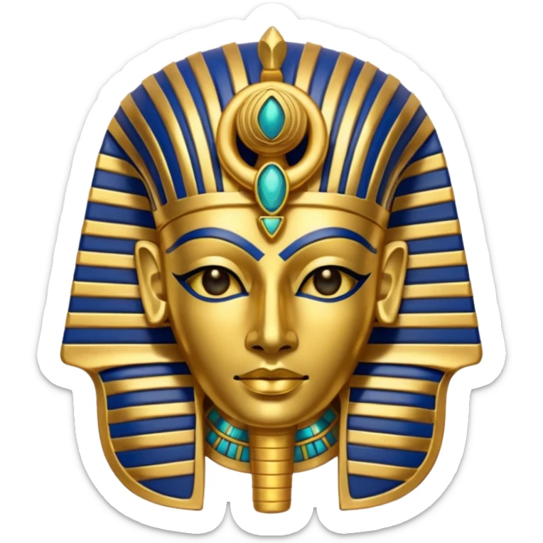Discord emoji for "RA Silkroad", Ancient Egyptian theme, Pharaoh mask, Ankh, Scarab, Eye of Horus, colorful, shiny gold, small, clear.
 sticker
