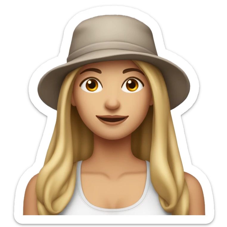 A mom wearing a hat and a workout outfit with straight long hair with brown and blonde hair. ￼ sticker