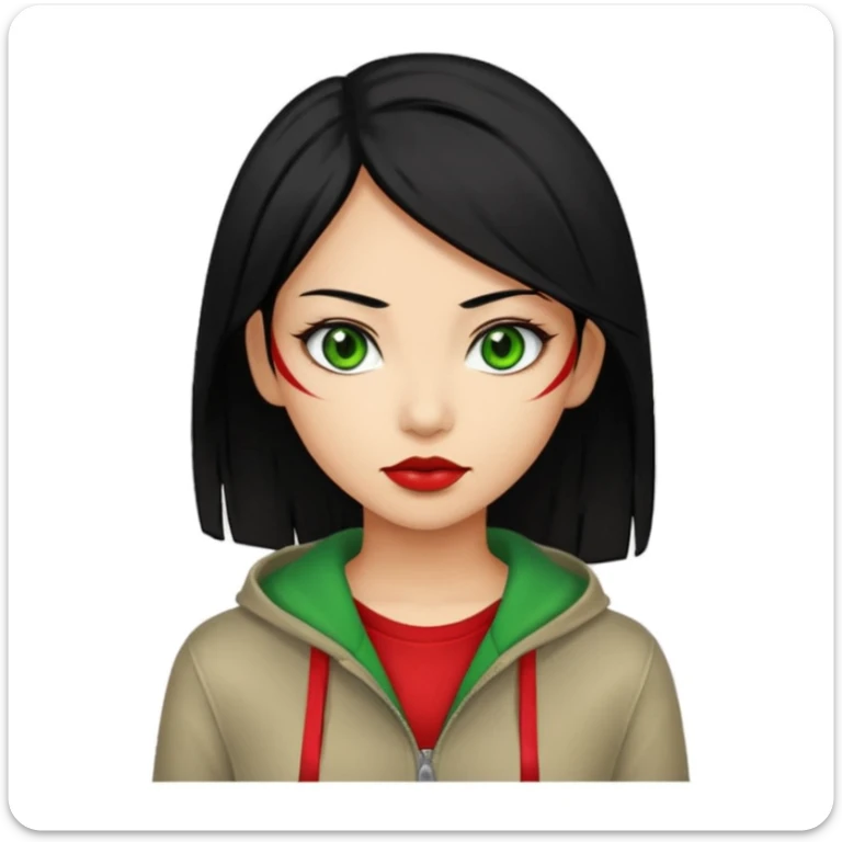 Asian-Latina women with black hair and a red streak with green eyes and alternative/grunge clothing style. sticker