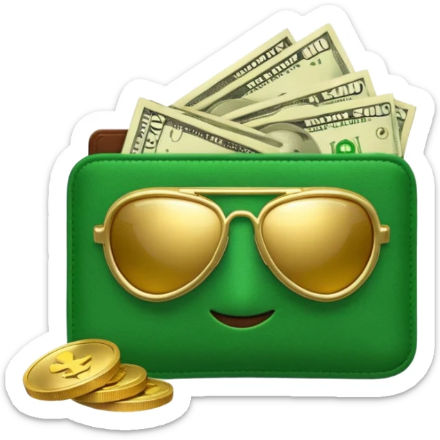 Aviator money emoji, wallet full of cash, casino vibe, premium 3D emoji style, clean, no background
 sticker