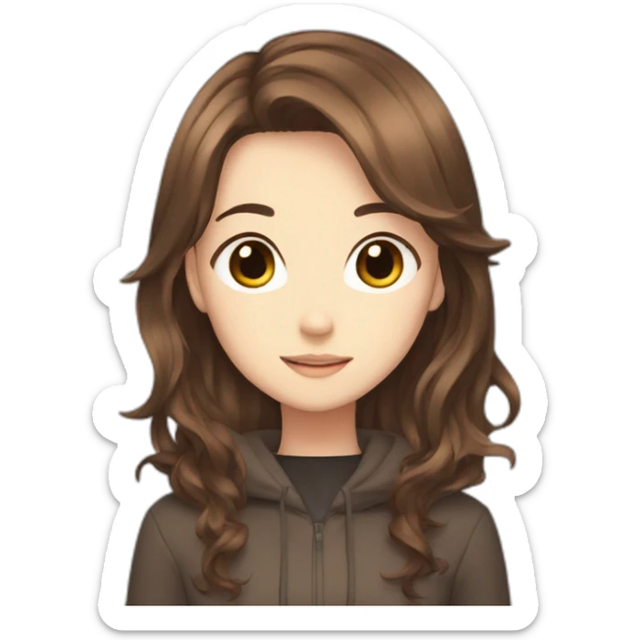 anime girl with brown hair sticker