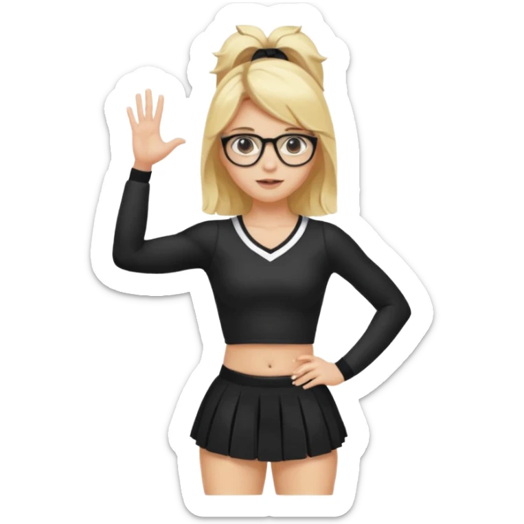  Sexy Dominatrix blonde hair and glasses full body in a cheerleader black clothes  sticker