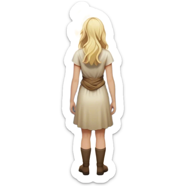 A blonde woman stands at a mountain crossroads, her back turned as she contemplates two trails—one illuminated, symbolizing response, and one shrouded in darkness, representing reaction. with hands on chest sticker