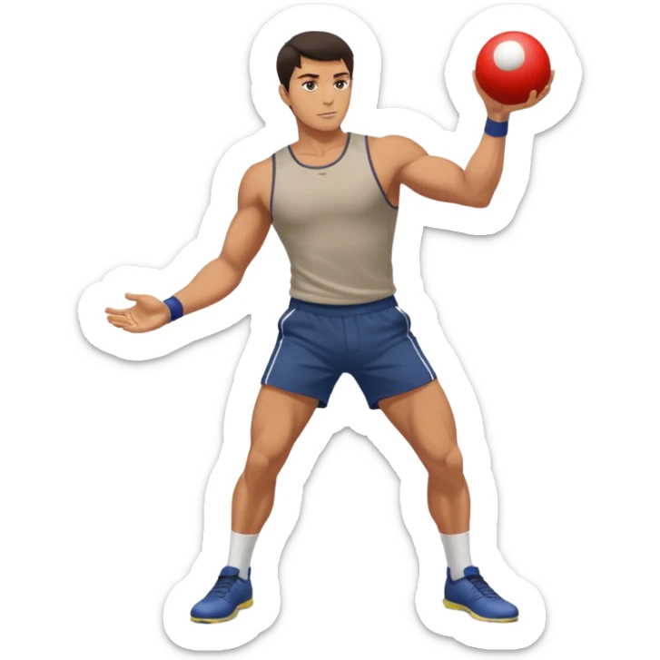 Jeune homme grand et costaud, brun qui joue à la pétanque sticker