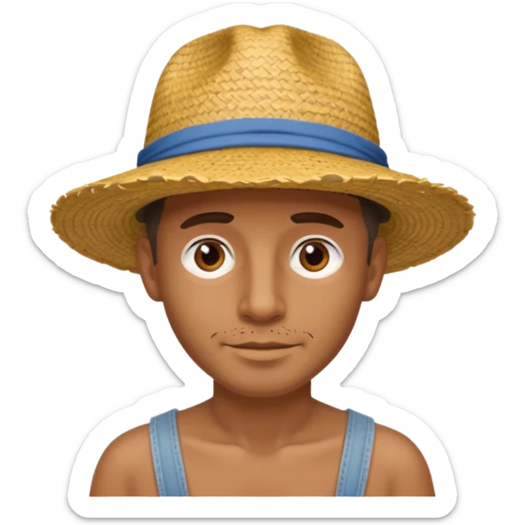 Visage. Homme Créole réunionnais ti jean chapeau paille savate  au pieds  sticker