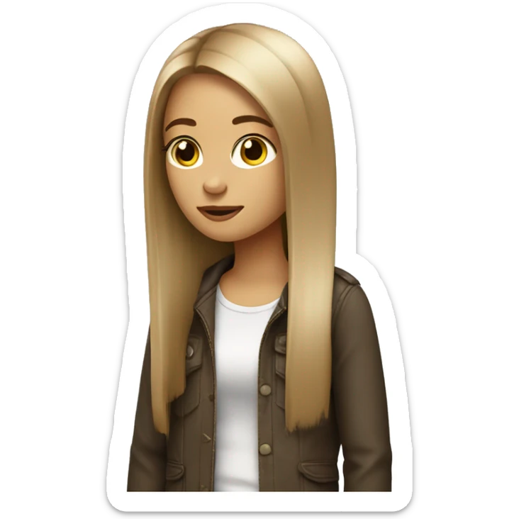 A girl with straight dirty blonde to light brown long hair sticker