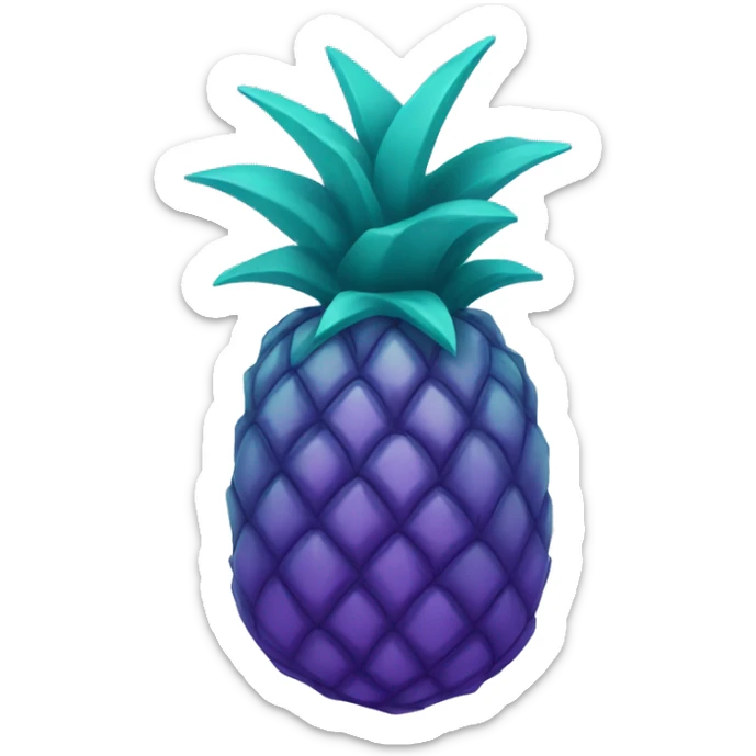 purple pineapple that is purple, on top of a teal seal that is teal sticker