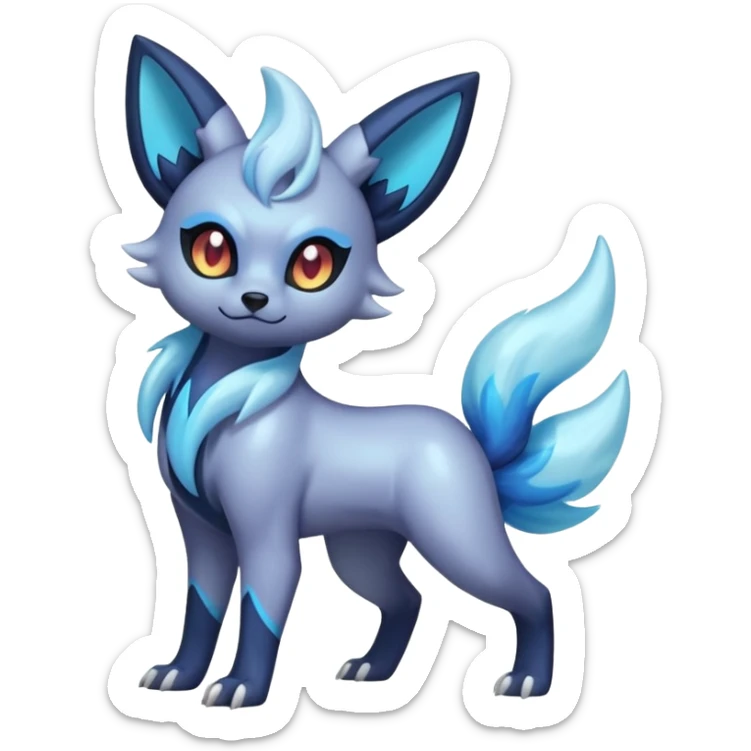 Pastel Shiny Iridescent Bioluminescent Transparent Absol-Zorua-Umbreon-fusion (full body) sticker