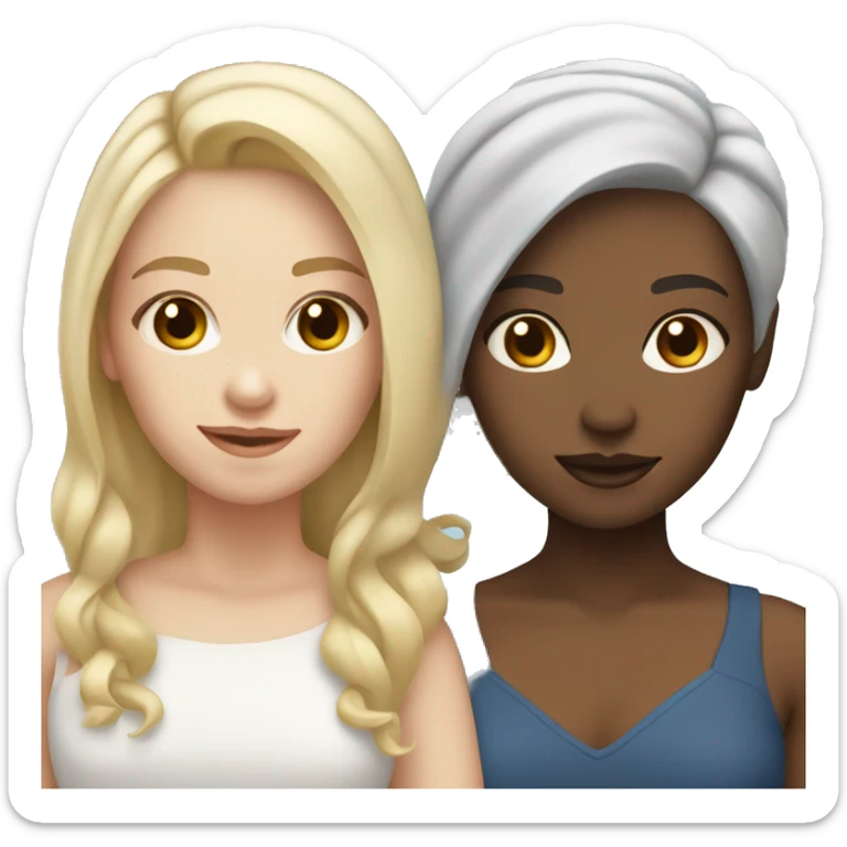 3 Sisters white skin Color one have dark brown hair, blonde hair and white hair sticker