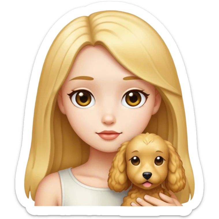 girl with straight hair and golden pudel sticker