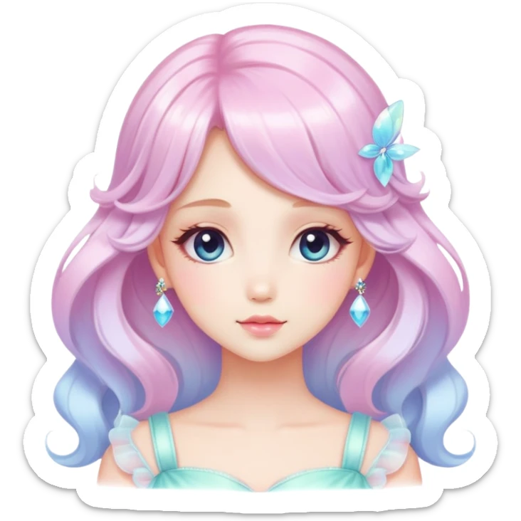  dreamy-pretty-vogue-elegant-kawaii-shiny-lady-pastelcore-kawaii-beautiful-hair-fairycore - sticker