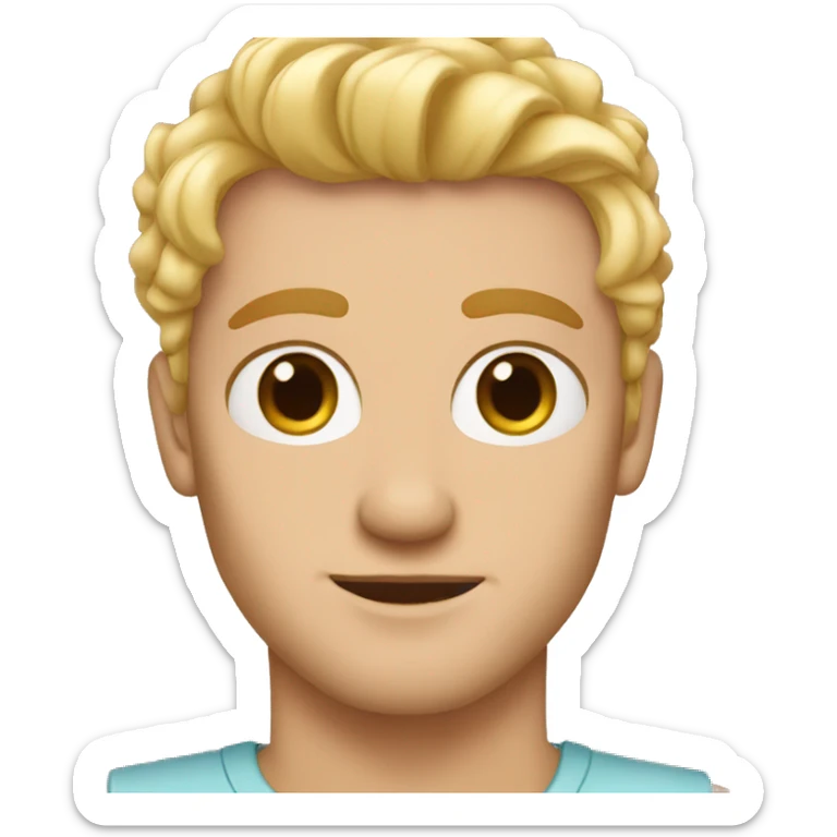 Man with dyed blonde hair and brown eyes wearing nail polish sticker