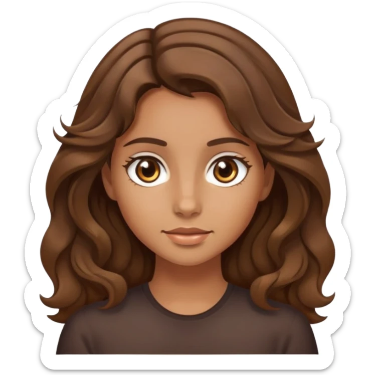 A girl with tanned skin and medium brown hair and a bit wavy with light brown eyes  sticker